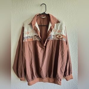 Retro Women's Bomber Jacket in Brown and Cream